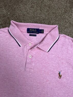 Polo by Ralph Lauren Light Pink Short-Sleeve Polo with Contrast Piping